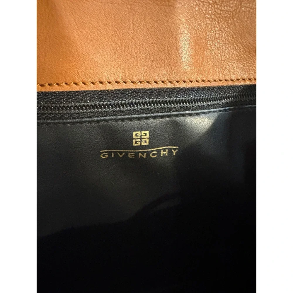 Givenchy Vintage Tan Leather Drawstring Backpack Gold Hardware Studded Logo‎